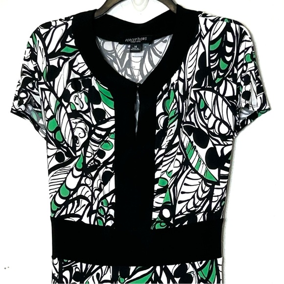 Perceptions New York Fit and Flare Maxi Dress size 14 Black, Green, White - Picture 3 of 9